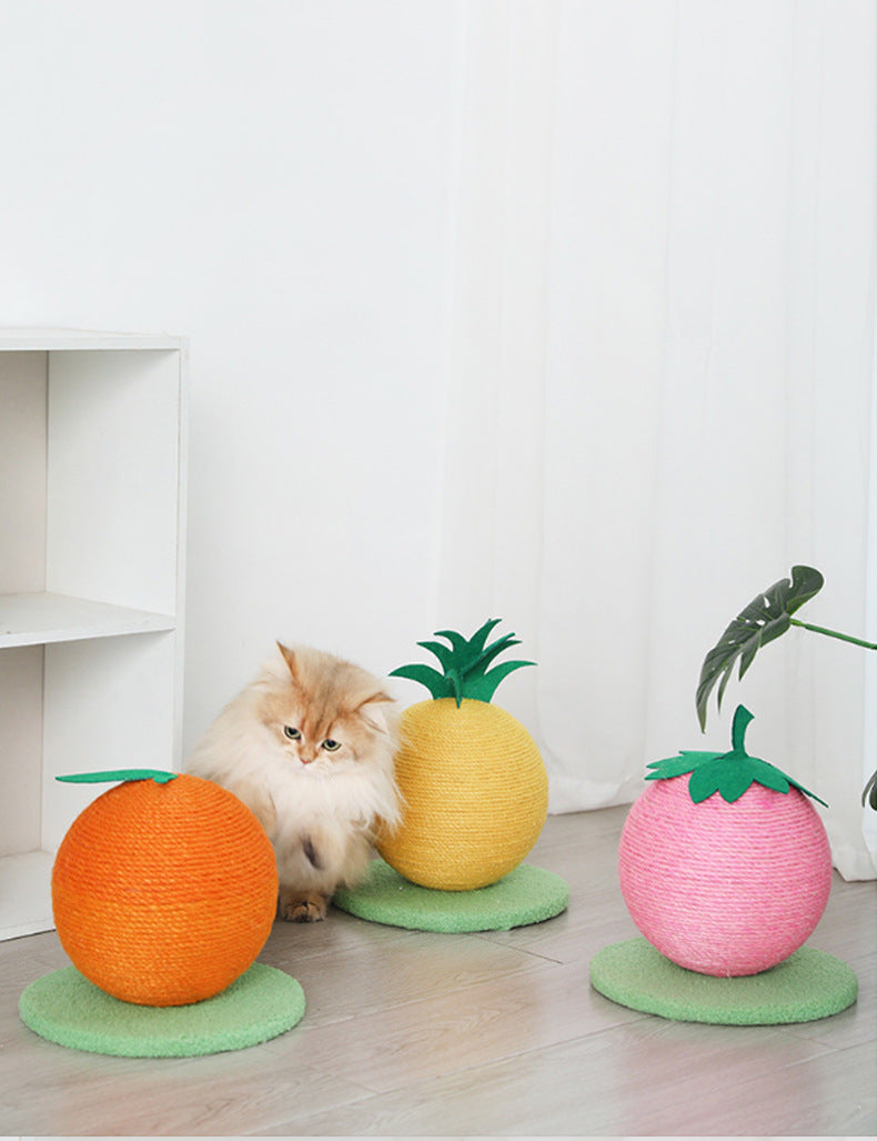 Yellow Pineapple Cat Scratcher Ball with Stable Base for Playful Cats - Default Title - Pet Care > Cat Supplies > Cat Scratching Posts - Cat N Dog Shop