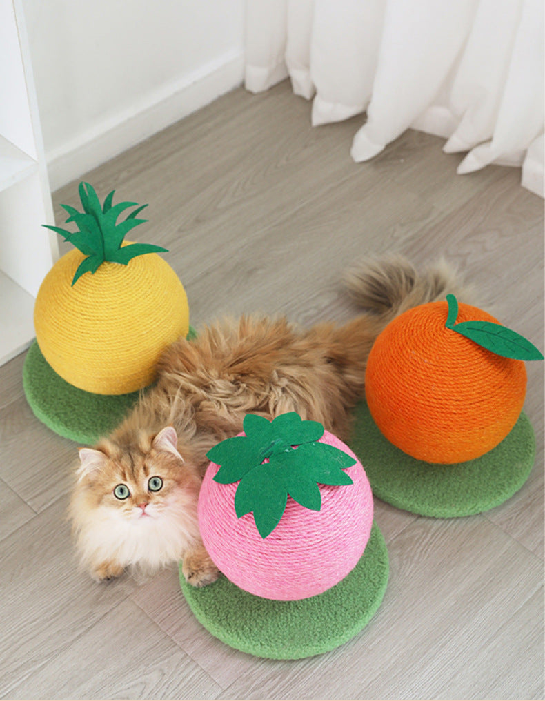 Yellow Pineapple Cat Scratcher Ball with Stable Base for Playful Cats - Default Title - Pet Care > Cat Supplies > Cat Scratching Posts - Cat N Dog Shop