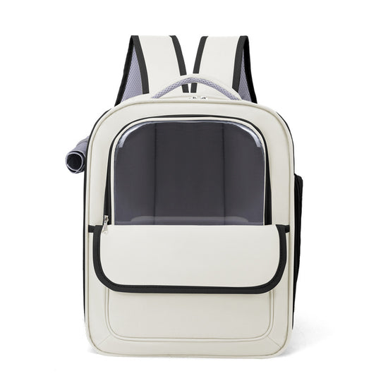Beige And Black Spacious Pet Carrier Backpack with Clear Window for Cats & Dogs - Default Title - Pet Care > Cat Supplies > Cat Carriers & Crates - Cat N Dog Shop